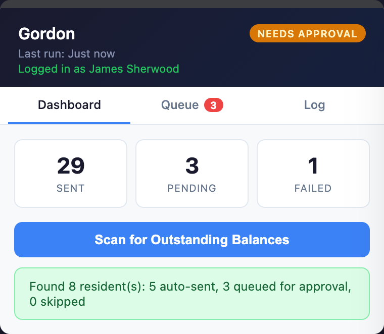 Gordon found 8 residents with outstanding balances