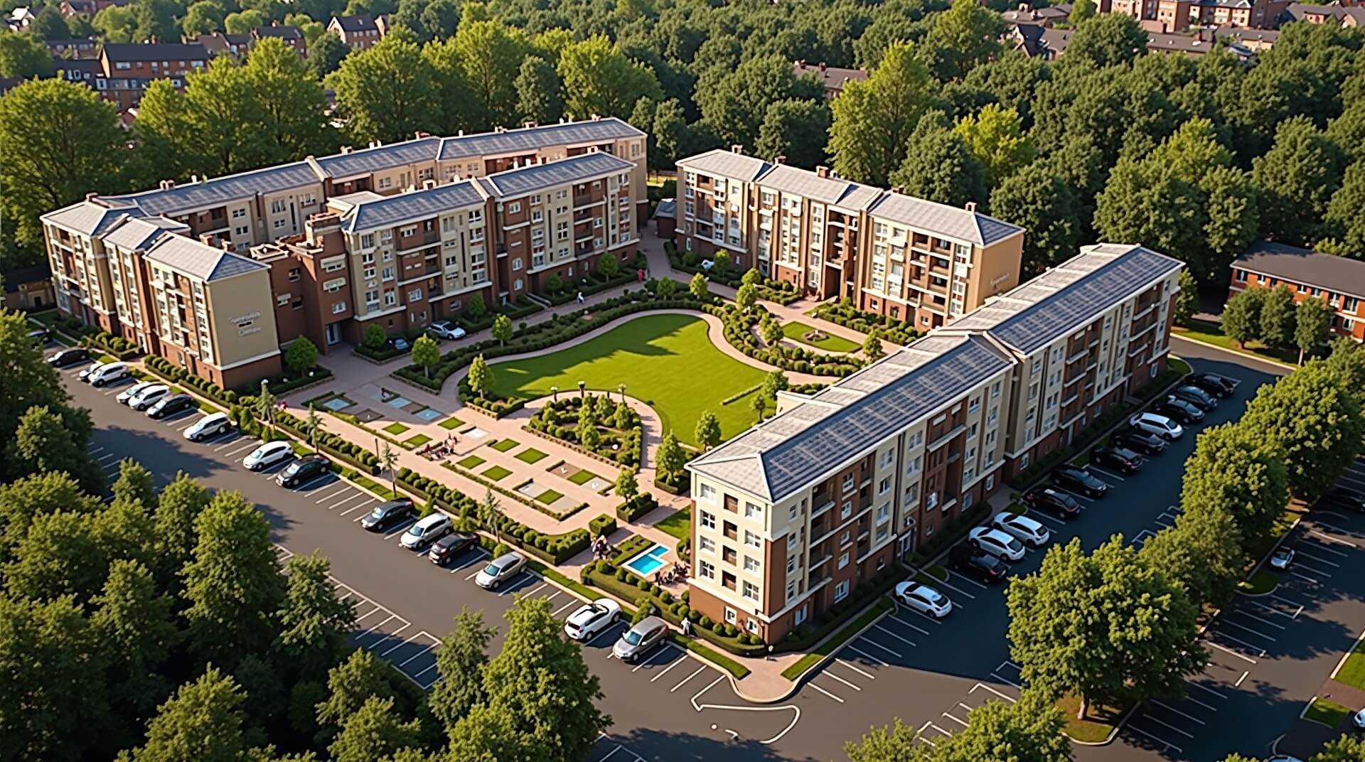Aerial view of apartment complex